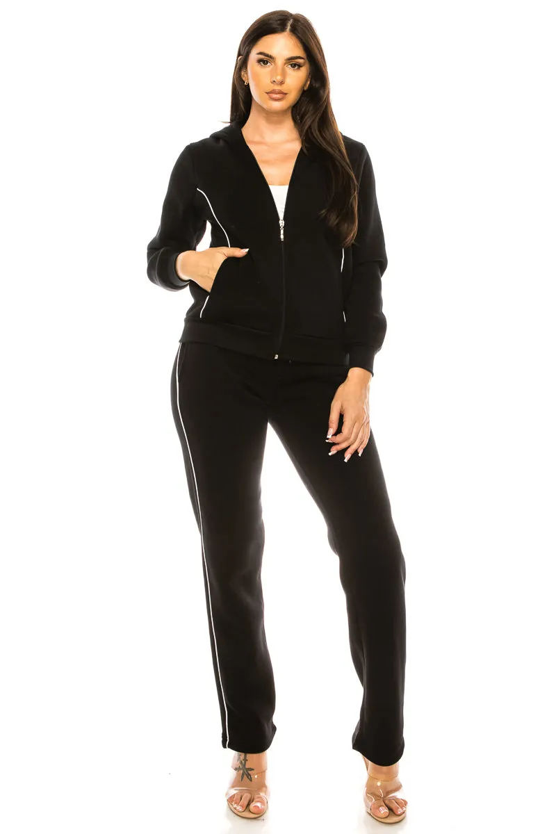 Women's 2 Piece Fleece Matching Tracksuit