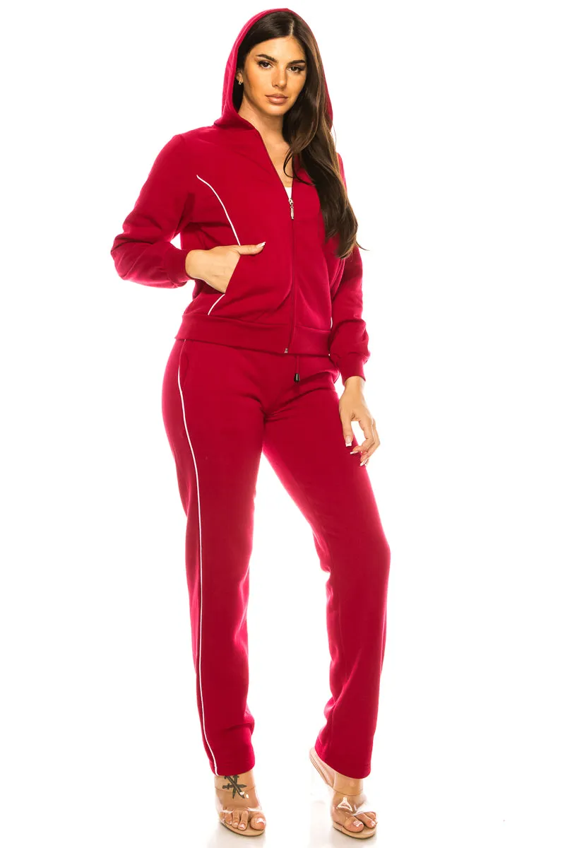 Women's 2 Piece Fleece Matching Tracksuit