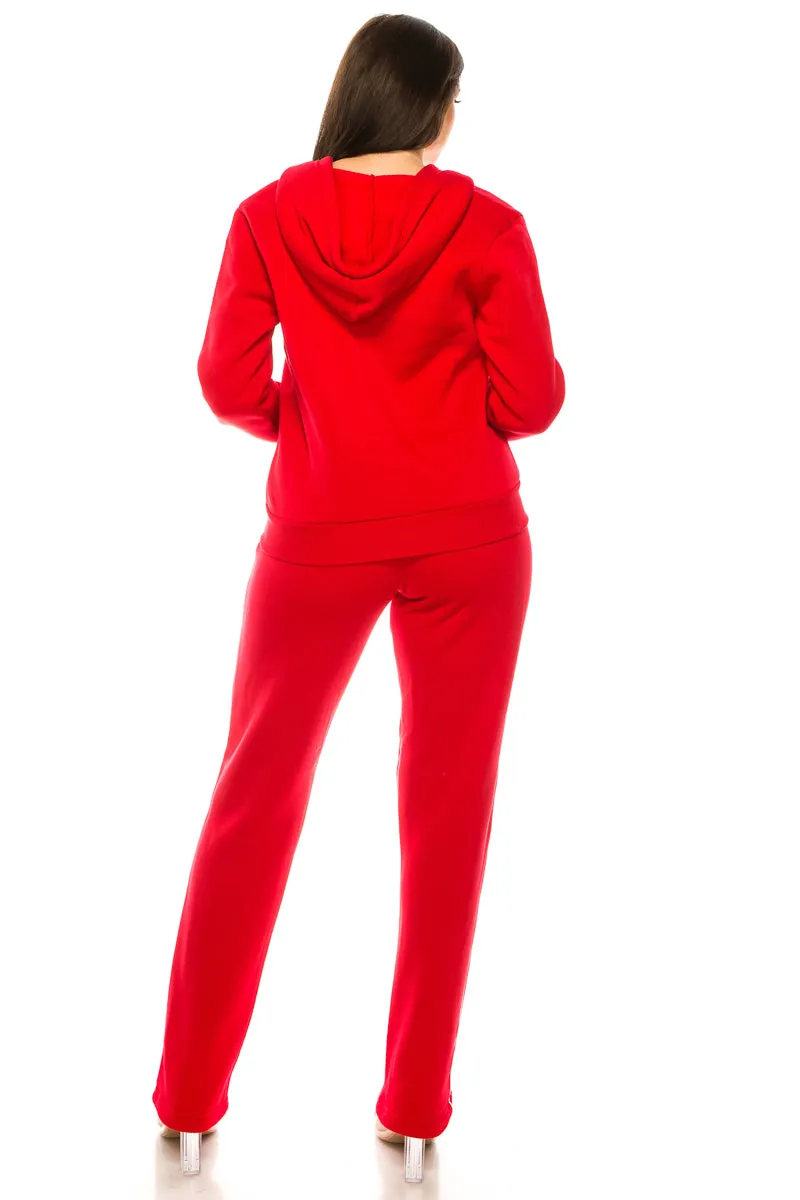 Women's 2 Piece Fleece Matching Tracksuit