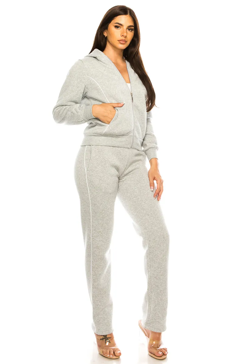 Women's 2 Piece Fleece Matching Tracksuit