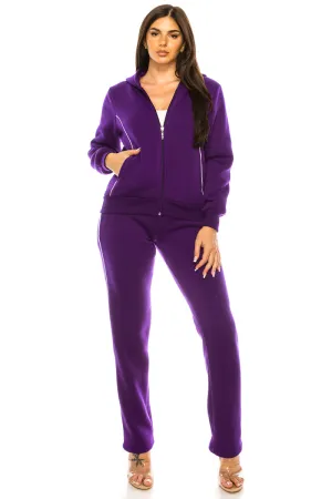Women's 2 Piece Fleece Matching Tracksuit