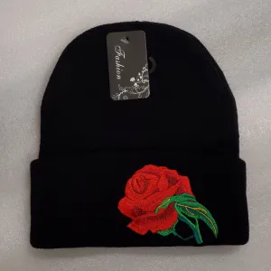 Wt-577j Beanie red flower black