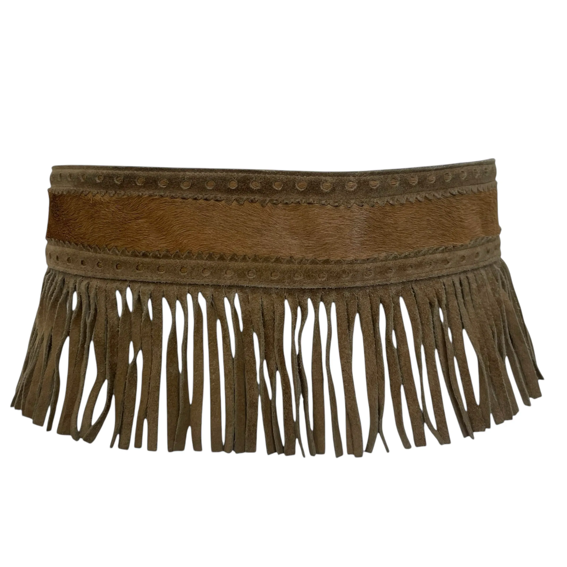 Yves Saint Laurent 1970's Suede Fringe & Calfskin Safari Belt