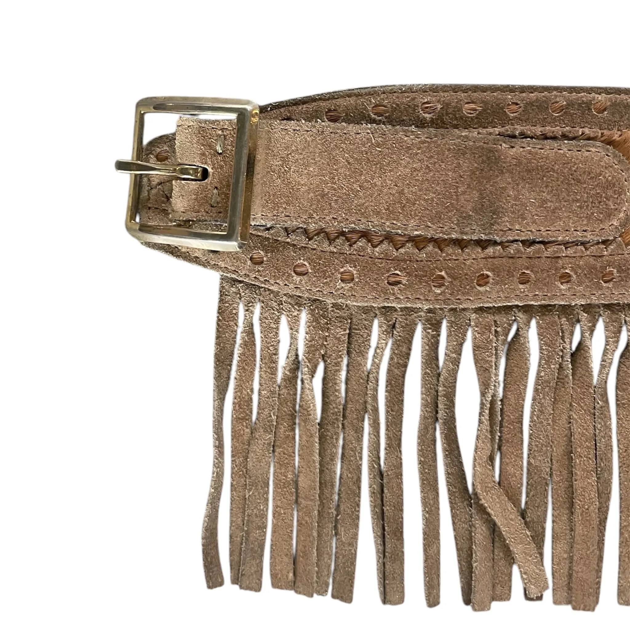 Yves Saint Laurent 1970's Suede Fringe & Calfskin Safari Belt